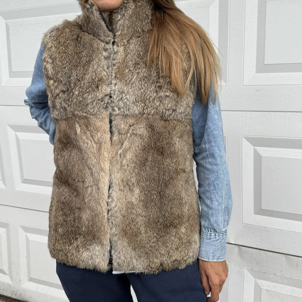 Vintage Express Genuine Rabbit Fur Vest Jacket Sz M Y2k